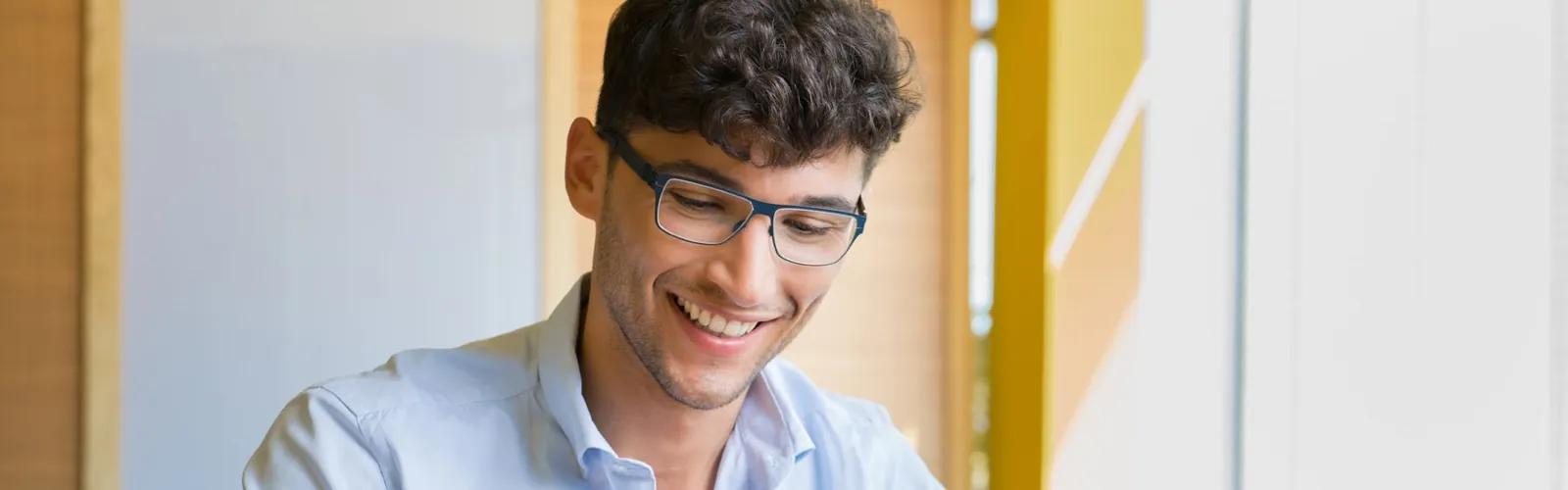Close up of a male student smiling