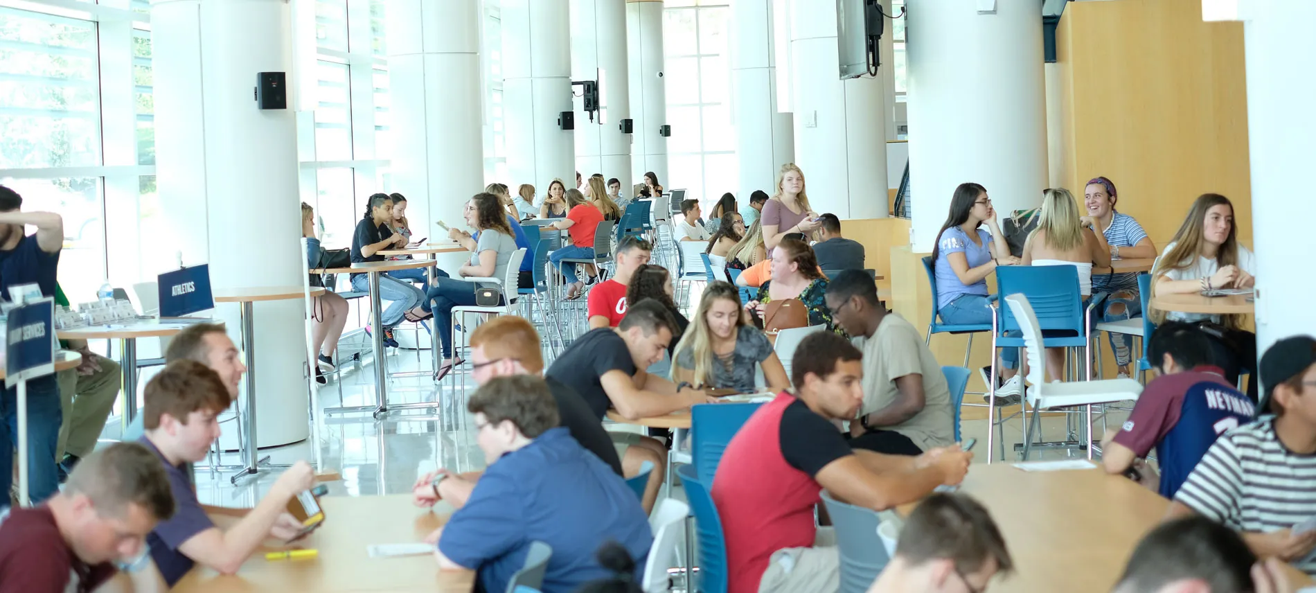 students sitting in the cafeteria