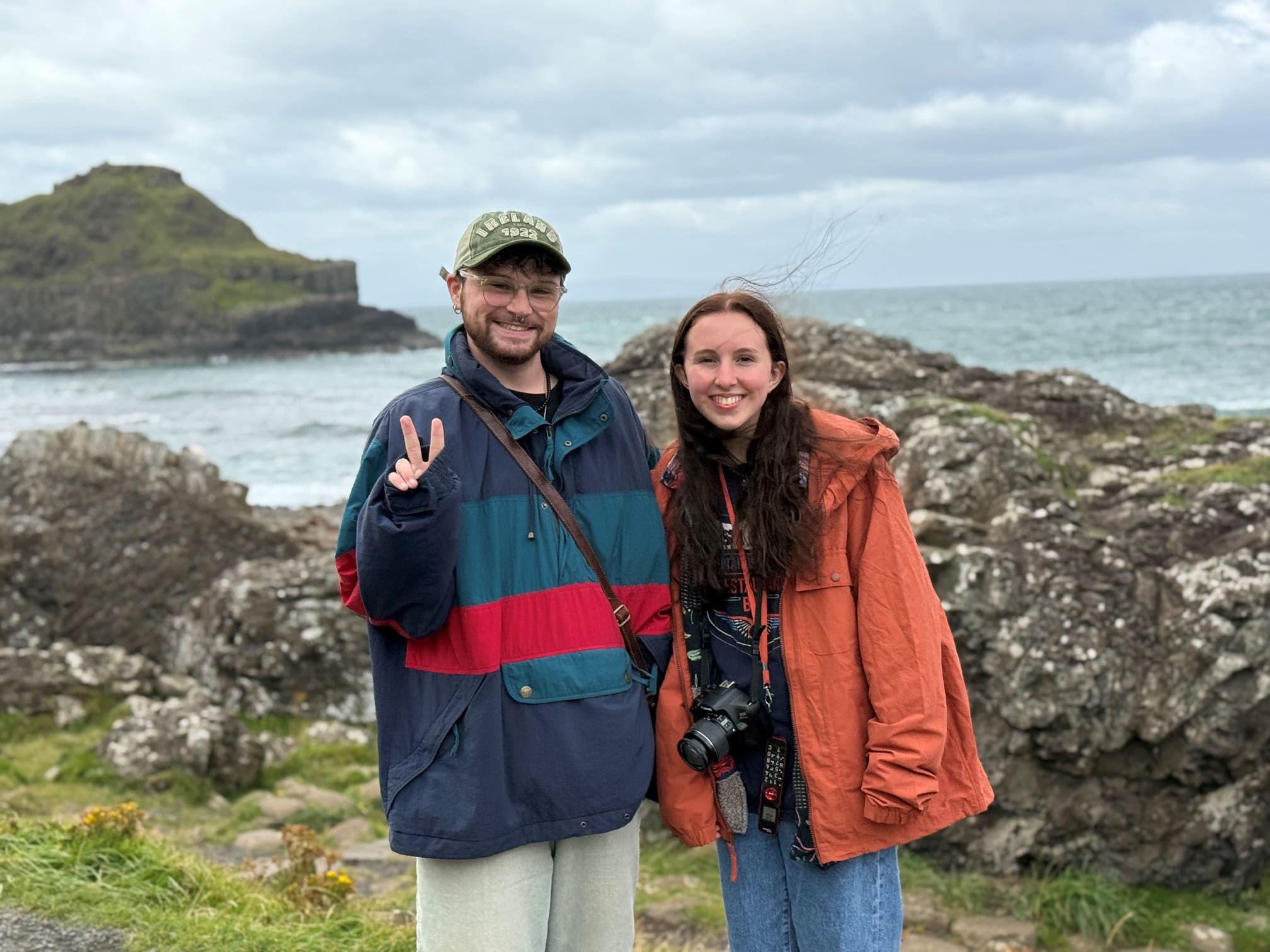 Ireland cliffs and students