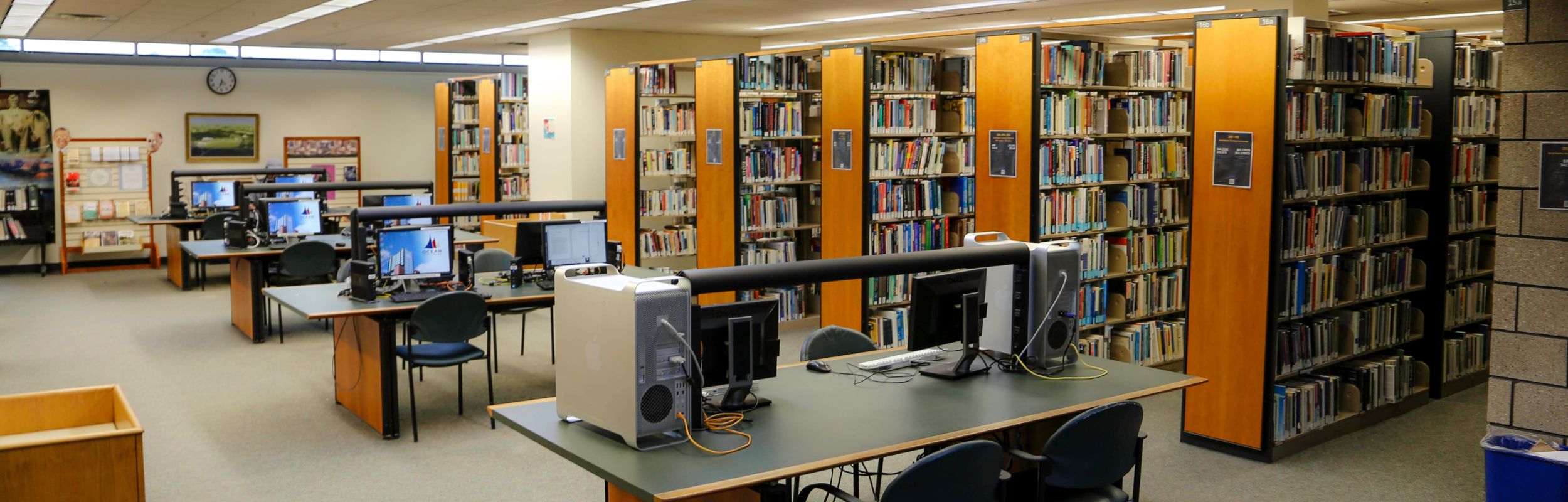 Library with computer desks and books