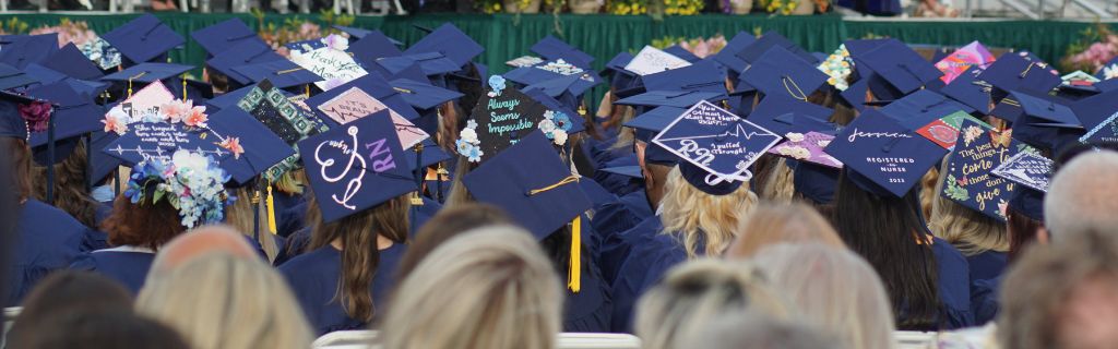 Graduates' caps at Commencement